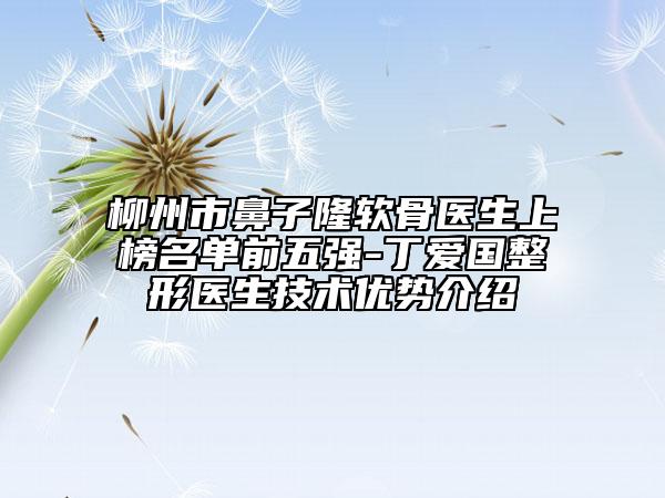 柳州市鼻子隆软骨医生上榜名单前五强-丁爱国整形医生技术优势介绍