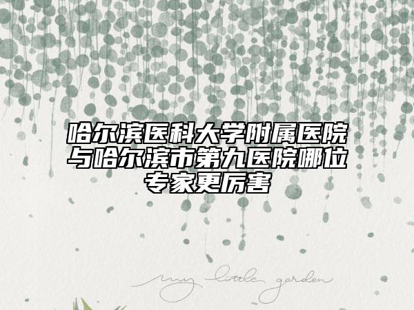 哈尔滨医科大学附属医院与哈尔滨市第九医院哪位专家更厉害
