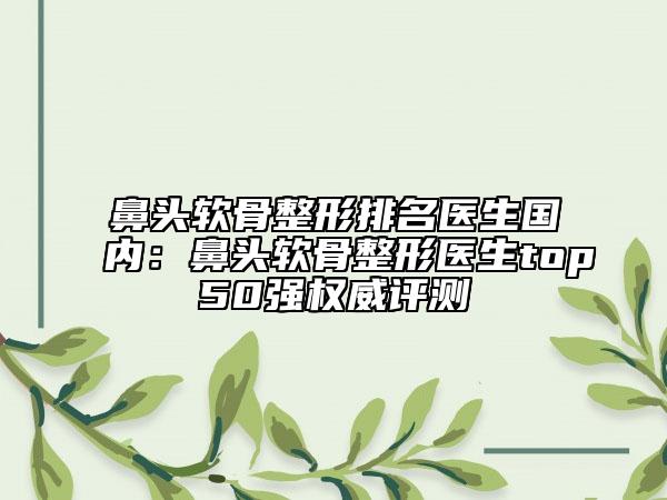 鼻头软骨整形排名医生国内：鼻头软骨整形医生top50强权威评测