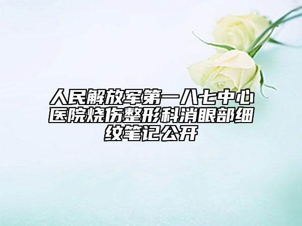 人民解放军第一八七中心医院烧伤整形科消眼部细纹笔记公开
