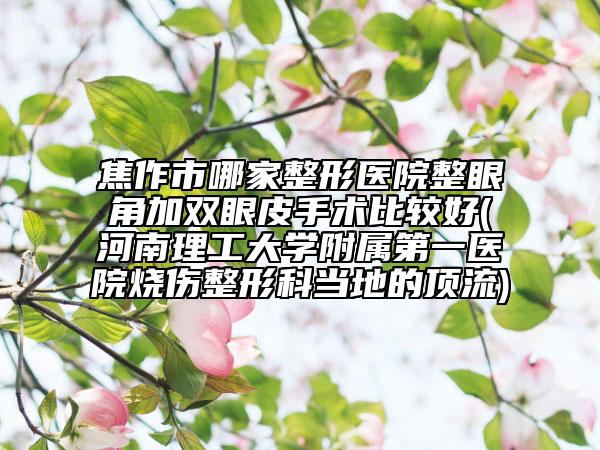 焦作市哪家整形医院整眼角加双眼皮手术比较好(河南理工大学附属第一医院烧伤整形科当地的顶流)