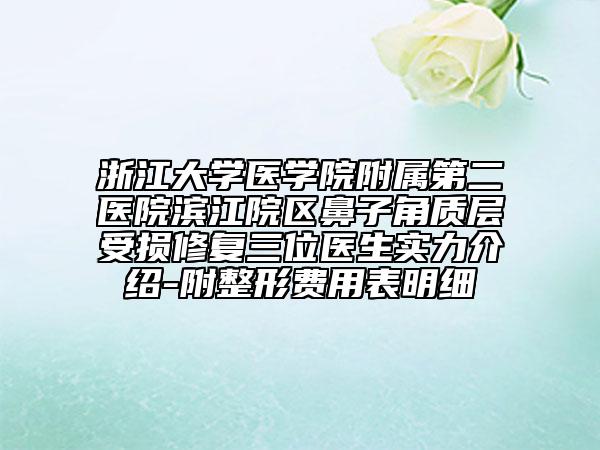 浙江大学医学院附属第二医院滨江院区鼻子角质层受损修复三位医生实力介绍-附整形费用表明细