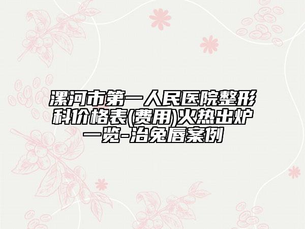 漯河市第一人民医院整形科价格表(费用)火热出炉一览-治兔唇案例