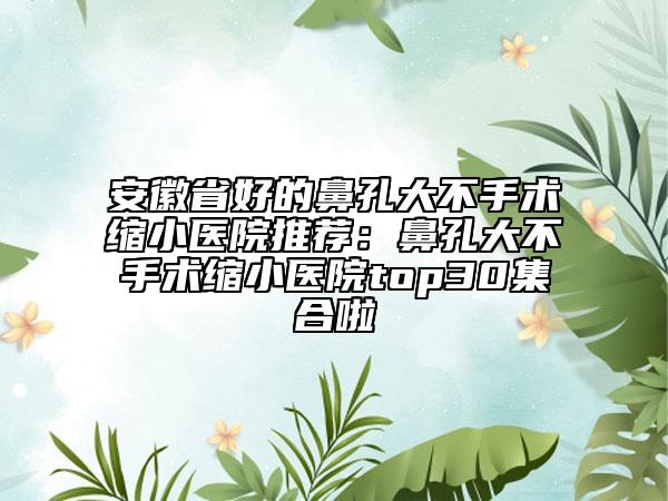 安徽省好的鼻孔大不手术缩小医院推荐：鼻孔大不手术缩小医院top30集合啦
