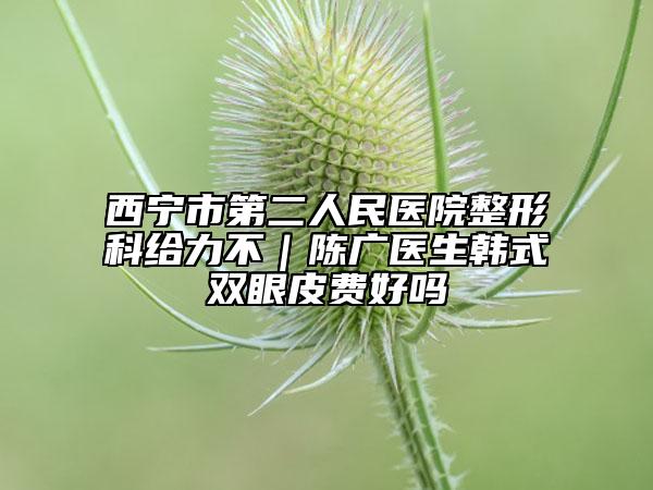 西宁市第二人民医院整形科给力不｜陈广医生韩式双眼皮费好吗