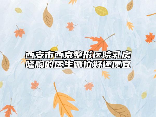 西安市西京整形医院乳房隆胸的医生哪位好还便宜