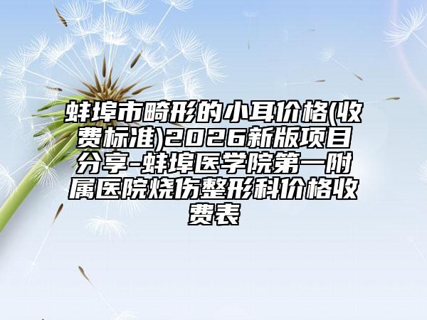 蚌埠市畸形的小耳价格(收费标准)2026新版项目分享-蚌埠医学院第一附属医院烧伤整形科价格收费表