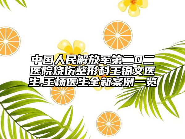中国人民解放军第二0二医院烧伤整形科王锦文医生,王杨医生全新案例一览