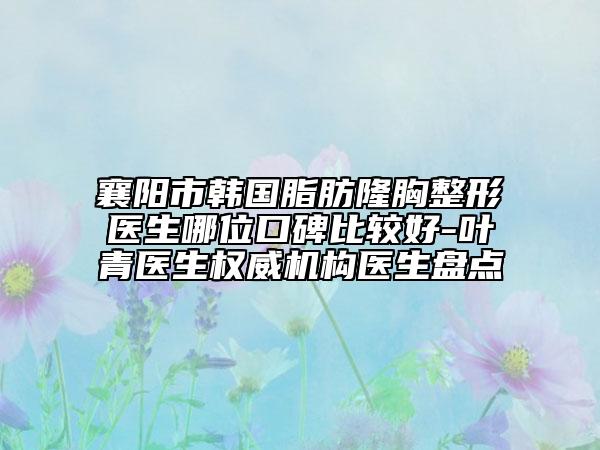 襄阳市韩国脂肪隆胸整形医生哪位口碑比较好-叶青医生权威机构医生盘点