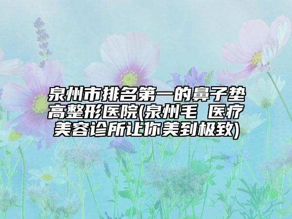 泉州市排名第一的鼻子垫高整形医院(泉州毛蒝医疗美容诊所让你美到极致)