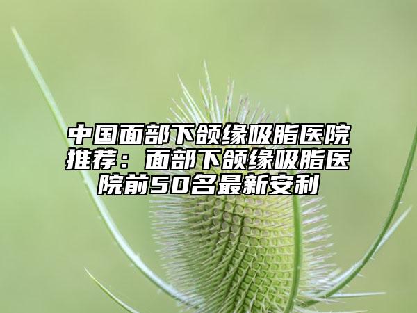 中国面部下颌缘吸脂医院推荐：面部下颌缘吸脂医院前50名最新安利