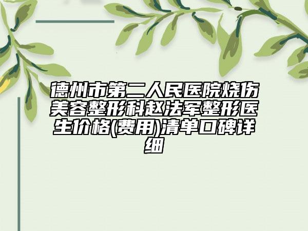 德州市第二人民医院烧伤美容整形科赵法军整形医生价格(费用)清单口碑详细