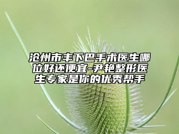 沧州市丰下巴手术医生哪位好还便宜-尹艳整形医生专家是你的优秀帮手