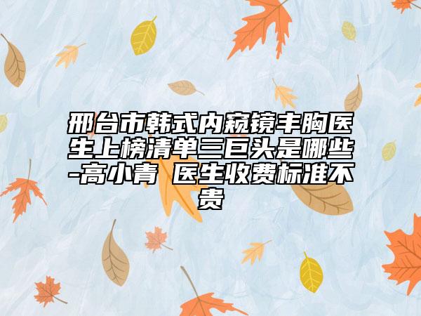 邢台市韩式内窥镜丰胸医生上榜清单三巨头是哪些-高小青‌医生收费标准不贵