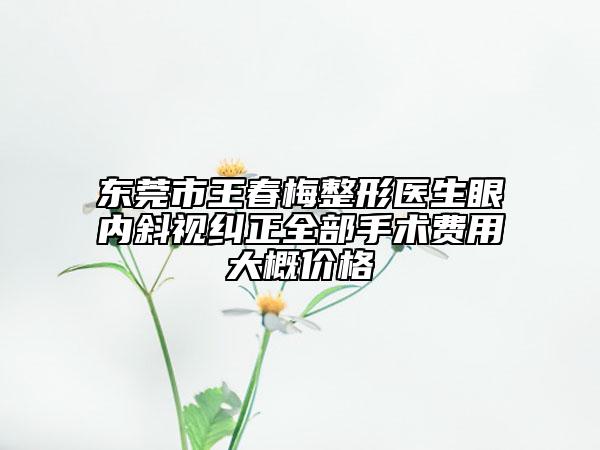 东莞市王春梅整形医生眼内斜视纠正全部手术费用大概价格