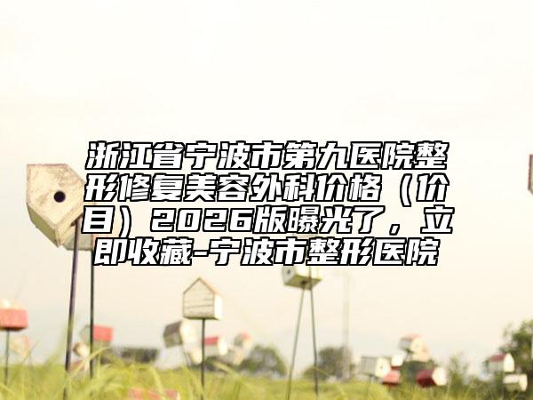 浙江省宁波市第九医院整形修复美容外科价格（价目）2026版曝光了，立即收藏-宁波市整形医院