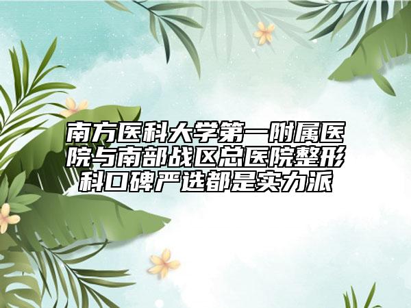 南方医科大学第一附属医院与南部战区总医院整形科口碑严选都是实力派