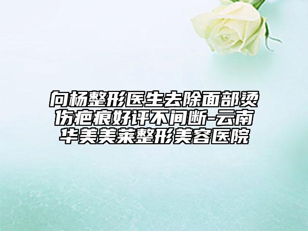 向杨整形医生去除面部烫伤疤痕好评不间断-云南华美美莱整形美容医院