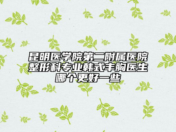 昆明医学院第二附属医院整形科专业韩式丰胸医生哪个更好一些