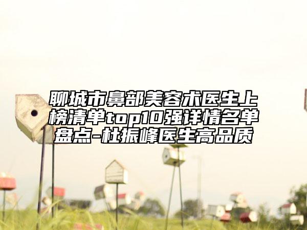 聊城市鼻部美容术医生上榜清单top10强详情名单盘点-杜振峰医生高品质
