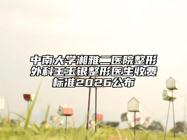 中南大学湘雅二医院整形外科王玉银整形医生收费标准2026公布