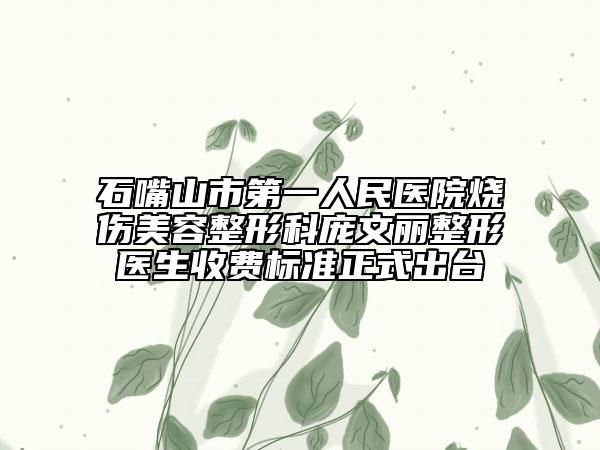 石嘴山市第一人民医院烧伤美容整形科庞文丽整形医生收费标准正式出台