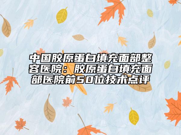 中国胶原蛋白填充面部整容医院：胶原蛋白填充面部医院前50位技术点评