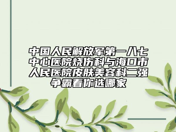 中国人民解放军第一八七中心医院烧伤科与海口市人民医院皮肤美容科二强争霸看你选哪家