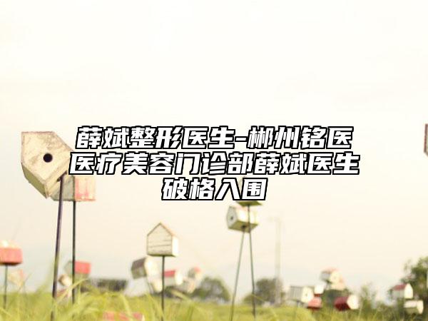 薛斌整形医生-郴州铭医医疗美容门诊部薛斌医生破格入围