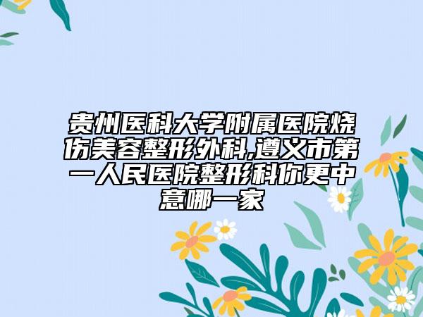 贵州医科大学附属医院烧伤美容整形外科,遵义市第一人民医院整形科你更中意哪一家