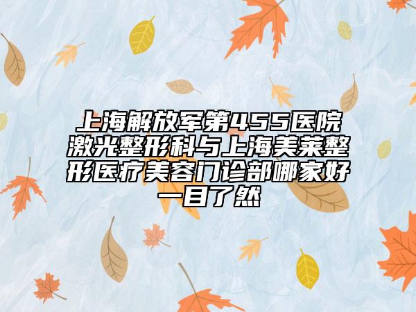 上海解放军第455医院激光整形科与上海美莱整形医疗美容门诊部哪家好一目了然