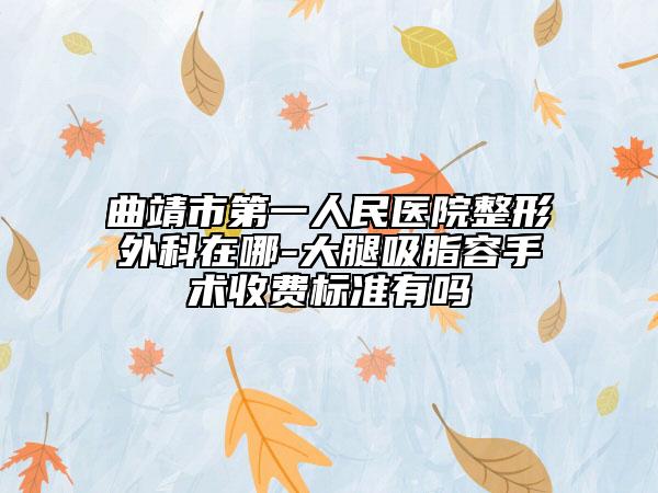 曲靖市第一人民医院整形外科在哪-大腿吸脂容手术收费标准有吗