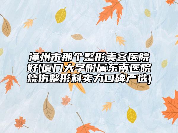 漳州市那个整形美容医院好(厦门大学附属东南医院烧伤整形科实力口碑严选)