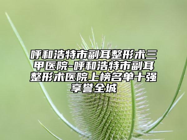 呼和浩特市副耳整形术三甲医院-呼和浩特市副耳整形术医院上榜名单十强享誉全城