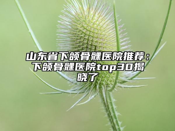 山东省下颌骨髁医院推荐：下颌骨髁医院top30揭晓了