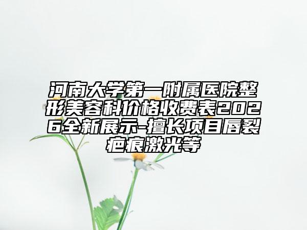 河南大学第一附属医院整形美容科价格收费表2026全新展示-擅长项目唇裂疤痕激光等