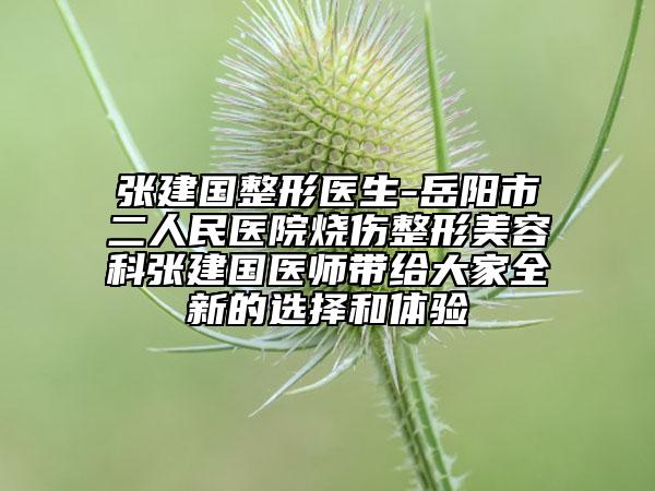张建国整形医生-岳阳市二人民医院烧伤整形美容科张建国医师带给大家全新的选择和体验