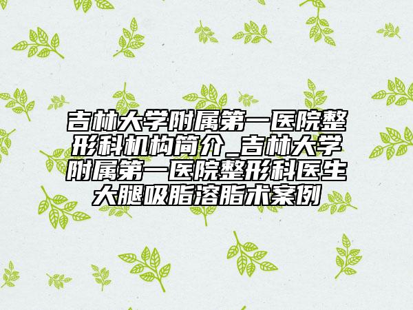 吉林大学附属第一医院整形科机构简介_吉林大学附属第一医院整形科医生大腿吸脂溶脂术案例