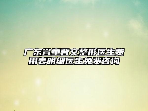 广东省童晋文整形医生费用表明细医生免费咨询