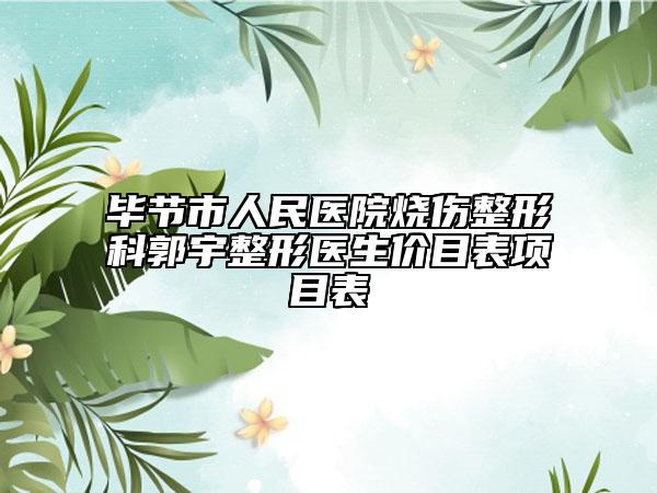 毕节市人民医院烧伤整形科郭宇整形医生价目表项目表