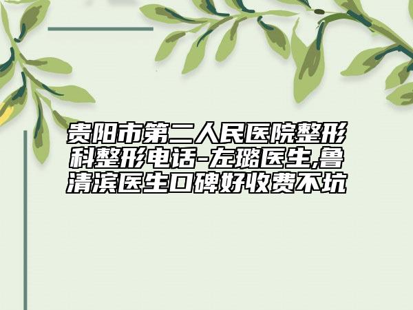贵阳市第二人民医院整形科整形电话-左璐医生,鲁清滨医生口碑好收费不坑