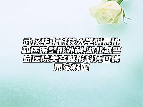 武汉华中科技大学附属协和医院整形外科,湖北武警总医院美容整形科凭口碑那家好呢