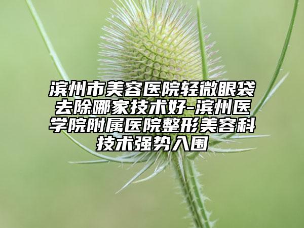 滨州市美容医院轻微眼袋去除哪家技术好-滨州医学院附属医院整形美容科技术强势入围