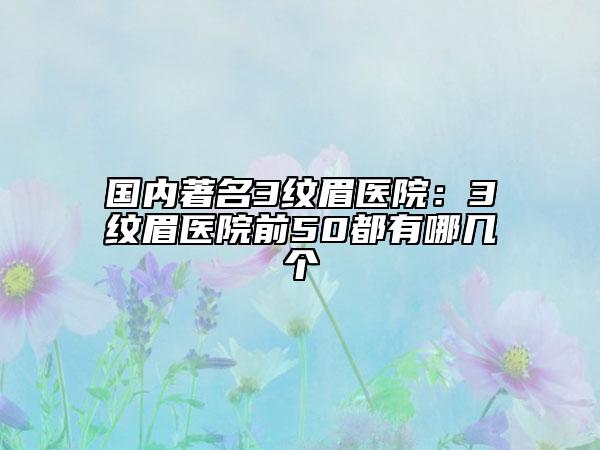 国内著名3纹眉医院：3纹眉医院前50都有哪几个