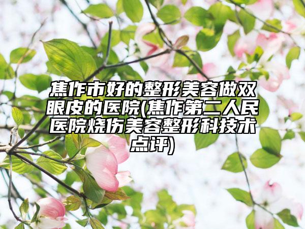 焦作市好的整形美容做双眼皮的医院(焦作第二人民医院烧伤美容整形科技术点评)
