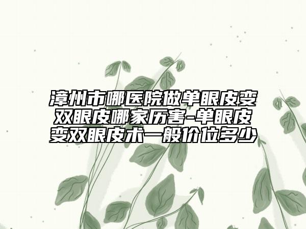 漳州市哪医院做单眼皮变双眼皮哪家历害-单眼皮变双眼皮术一般价位多少