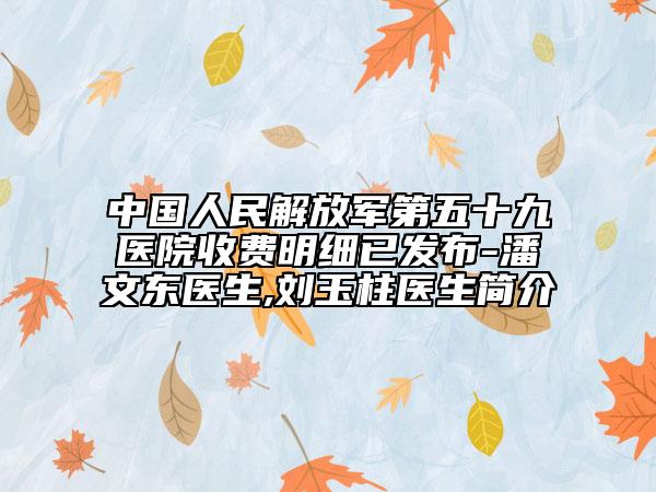 中国人民解放军第五十九医院收费明细已发布-潘文东医生,刘玉柱医生简介