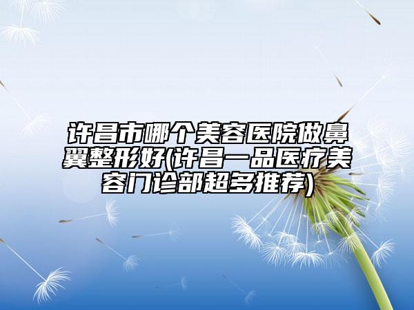 许昌市哪个美容医院做鼻翼整形好(许昌一品医疗美容门诊部超多推荐)