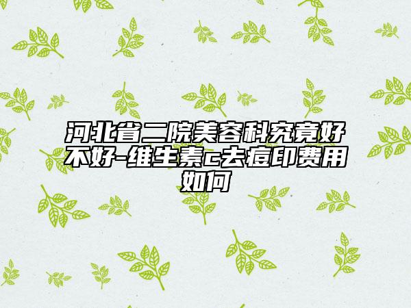 河北省二院美容科究竟好不好-维生素c去痘印费用如何
