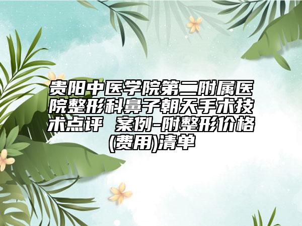 贵阳中医学院第二附属医院整形科鼻子朝天手术技术点评 案例-附整形价格(费用)清单